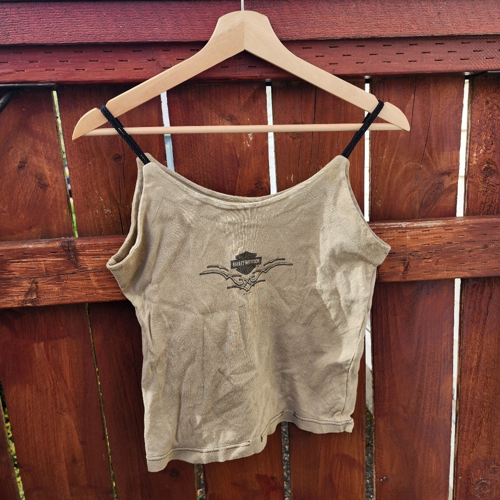 Harley-Davidson Tan Graphic Crop Tank Top